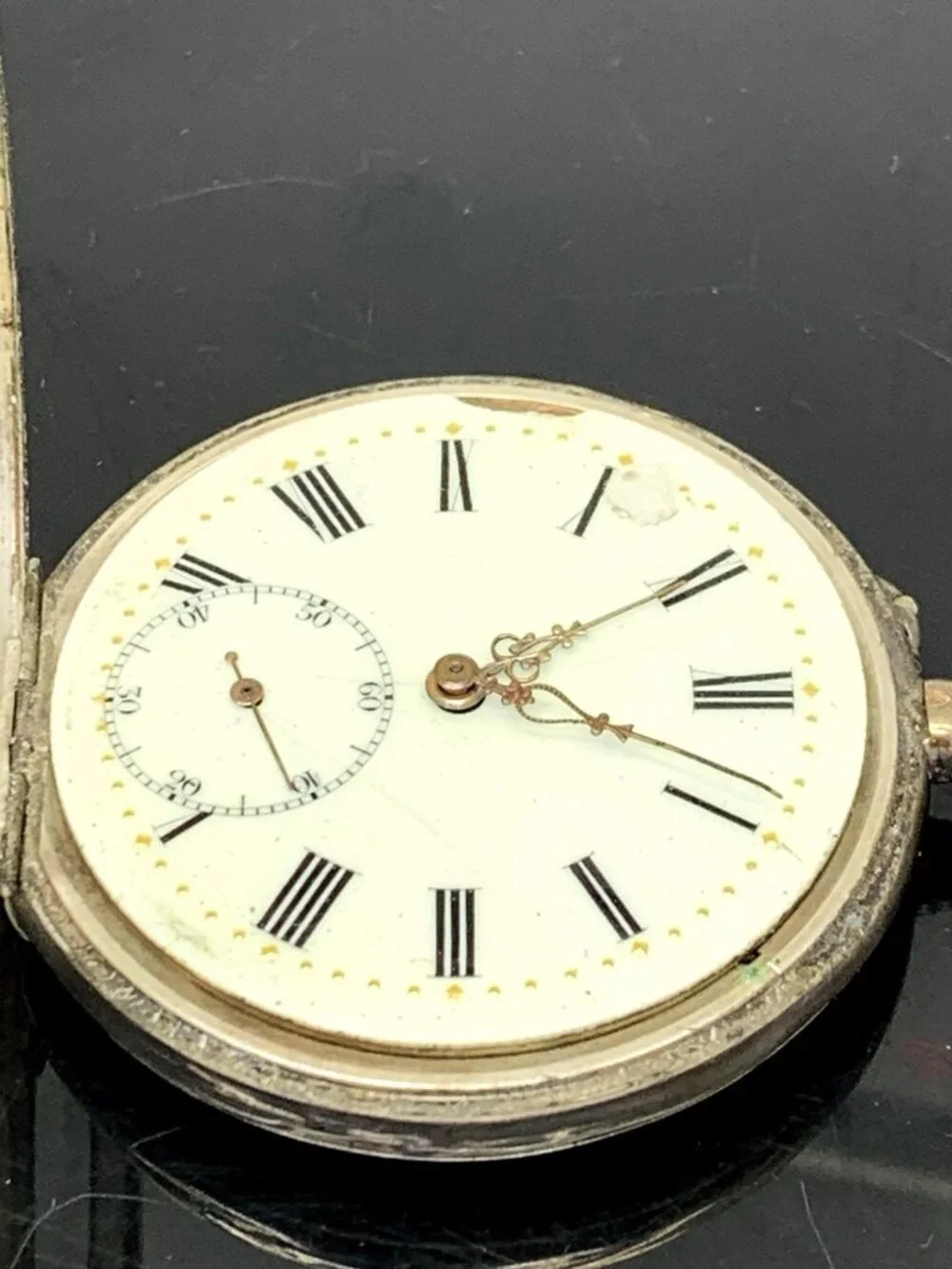 Antique Pocket Watch German Reichskrone Imperial Crown .800 Silver Case 50mm